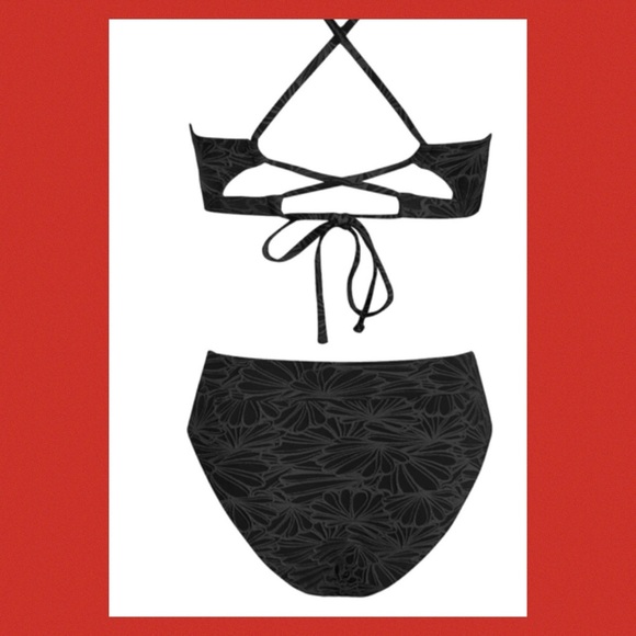 Black textured two piece swimsuit. - Picture 5 of 5